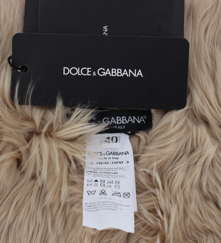 Dolce & Gabbana Elegant Alpaca Fur Shoulder Wrap in Beige