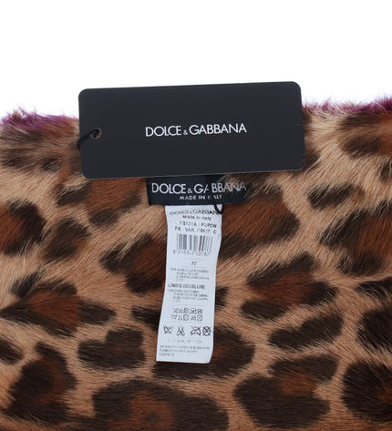 Dolce &amp; Gabbana Zarif Leopar Desenli Kuzu Derisi Kürk Eşarp