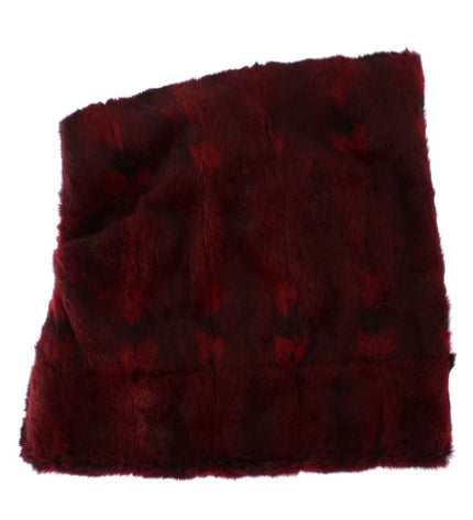 Dolce & Gabbana Luxurious Bordeaux Fur Hooded Scarf Wrap