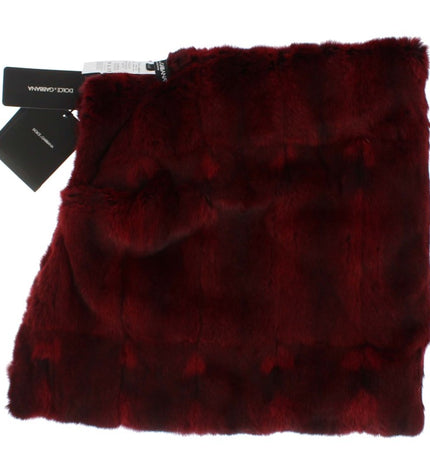 Dolce & Gabbana Luxurious Bordeaux Fur Hooded Scarf Wrap