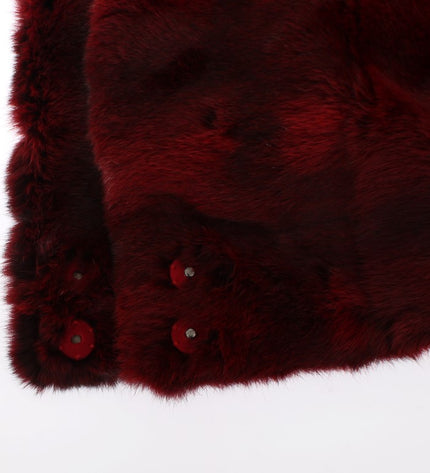 Dolce & Gabbana Luxurious Bordeaux Fur Hooded Scarf Wrap