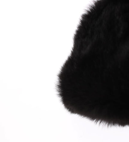 Dolce & Gabbana Chic Black Weasel Fur Hooded Scarf Wrap