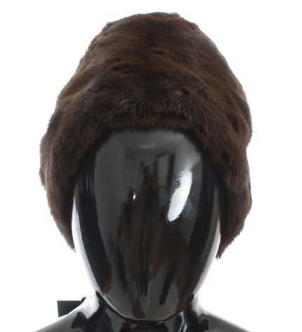 Dolce & Gabbana Luxurious Brown Weasel Fur Beanie