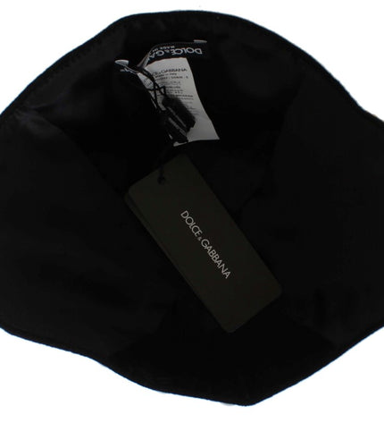 Dolce & Gabbana Elegant Black Floral Wool Cloche Hat