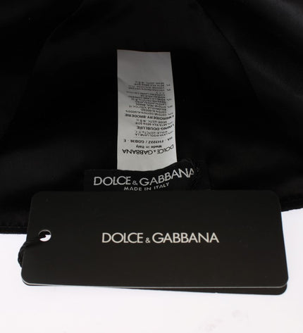 Dolce &amp; Gabbana Zarif Siyah Çiçekli Yün Cloche Şapka