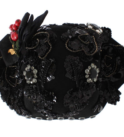 Dolce &amp; Gabbana Elegante cappello cloche decorato con cristalli neri