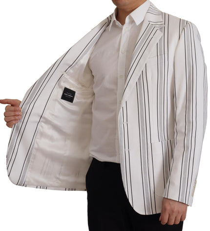 Dolce &amp; Gabbana Blazer elegante in misto cotone a righe