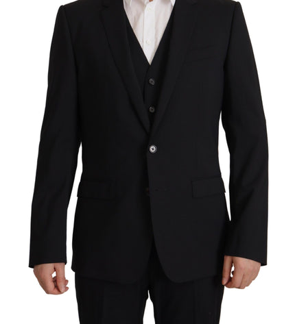 Dolce & Gabbana Elegant Black Martini Blazer and Vest Ensemble