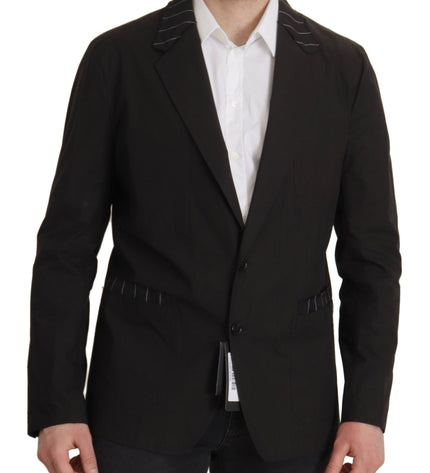 Dolce &amp; Gabbana Elegante giacca blazer in misto cotone-lana nera