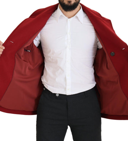 Dolce & Gabbana Elegant Red Double Breasted Wool Jacket