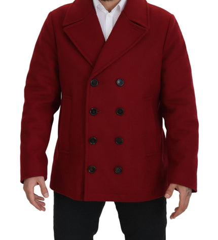 Dolce & Gabbana Elegant Red Double Breasted Wool Jacket