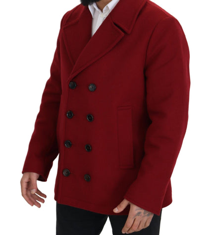 Dolce & Gabbana Elegant Red Double Breasted Wool Jacket