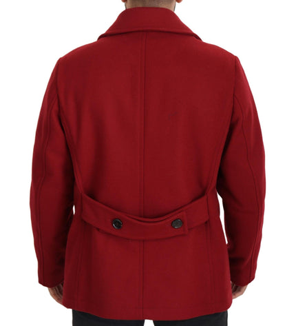 Dolce & Gabbana Elegant Red Double Breasted Wool Jacket