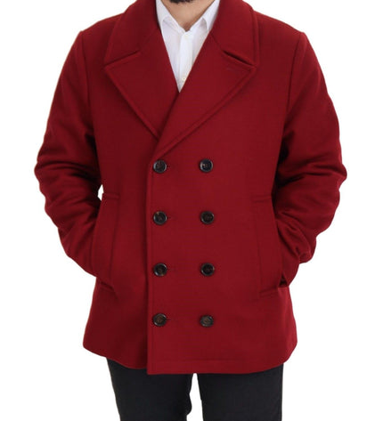 Dolce & Gabbana Elegant Red Double Breasted Wool Jacket