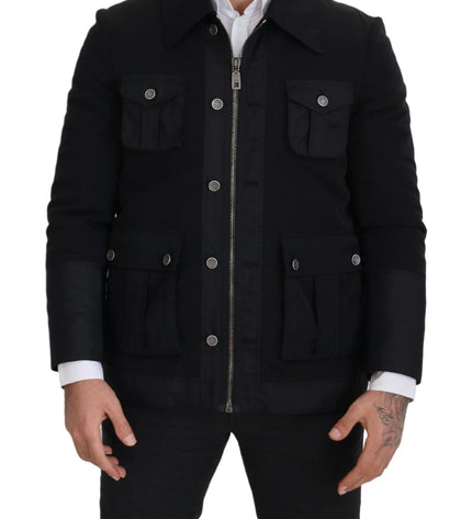 Dolce & Gabbana Elegant Full Zip Black Wool Blend Jacket