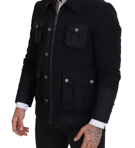 Dolce & Gabbana Elegant Full Zip Black Wool Blend Jacket