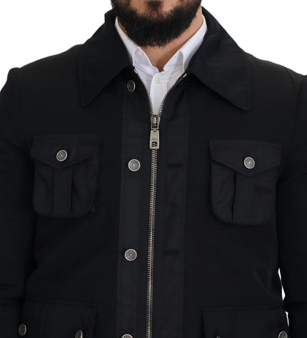 Dolce & Gabbana Elegant Full Zip Black Wool Blend Jacket