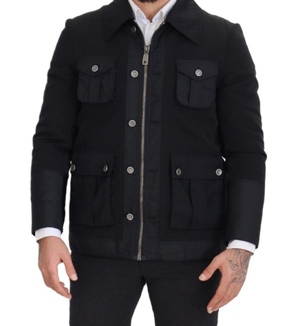 Dolce & Gabbana Elegant Full Zip Black Wool Blend Jacket