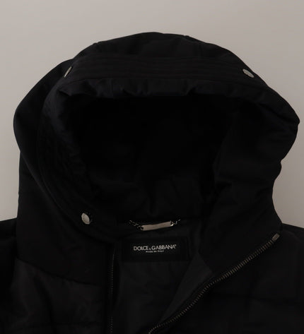 Dolce & Gabbana Elegant Black Hooded Parka Winter Jacket