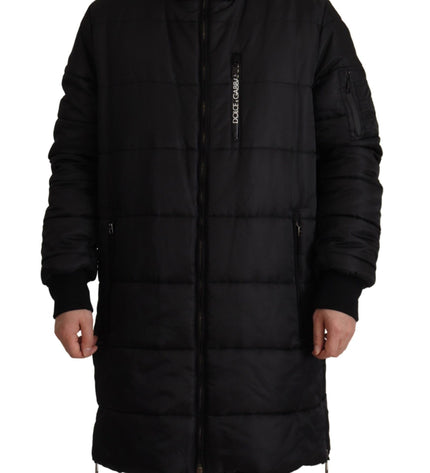 Dolce & Gabbana Elegant Black Hooded Parka Winter Jacket