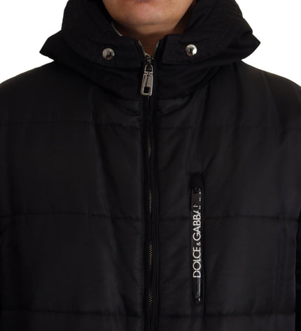 Dolce & Gabbana Elegant Black Hooded Parka Winter Jacket