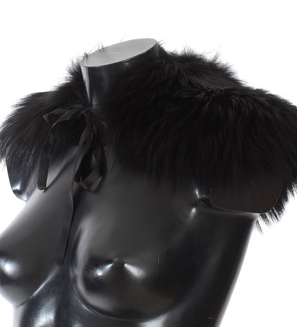 Dolce & Gabbana Black Fox Fur Chic Shoulder Wrap