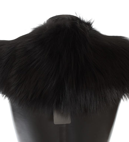 Dolce & Gabbana Black Fox Fur Chic Shoulder Wrap