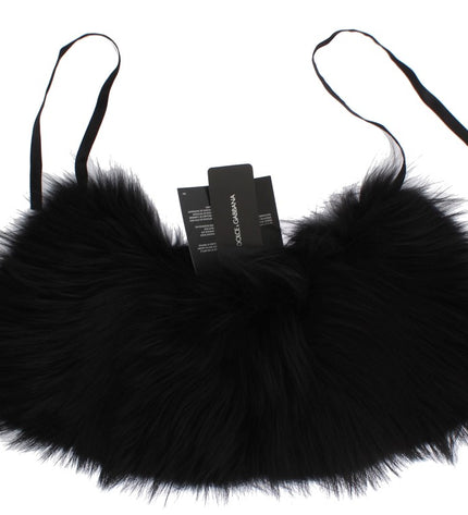 Dolce & Gabbana Black Fox Fur Chic Shoulder Wrap