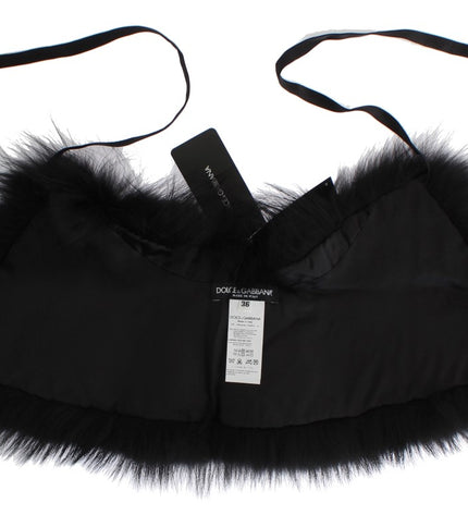 Dolce & Gabbana Black Fox Fur Chic Shoulder Wrap