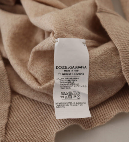 Dolce &amp; Gabbana Maglione Elegante Girocollo in Lana Beige