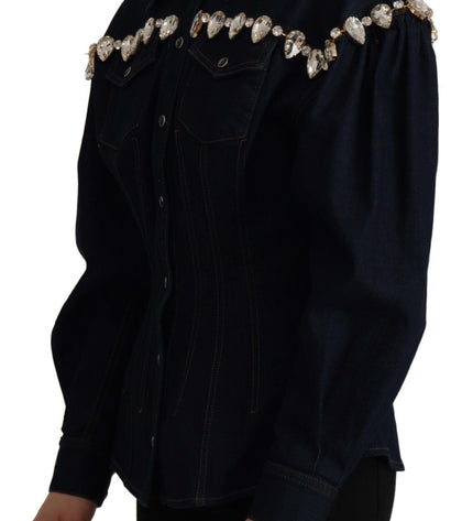 Dolce & Gabbana Elegant Crystal-Embellished Denim Jacket