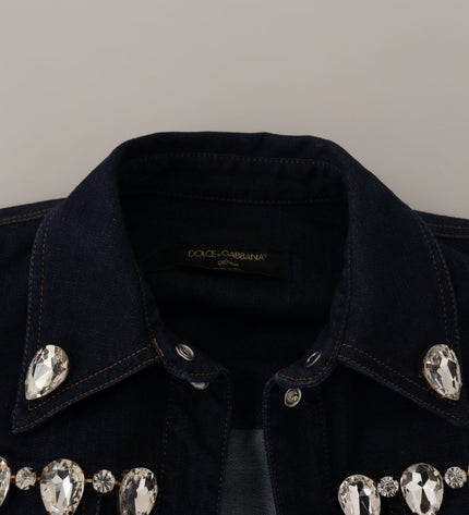 Dolce & Gabbana Elegant Crystal-Embellished Denim Jacket