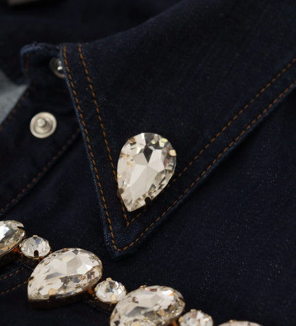 Dolce &amp; Gabbana Elegante giacca di jeans impreziosita da cristalli