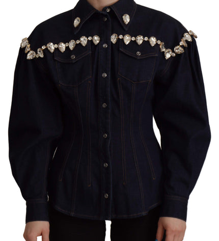 Dolce & Gabbana Elegant Crystal-Embellished Denim Jacket