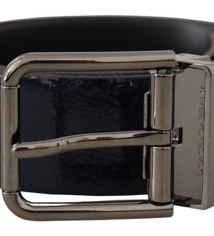 Dolce & Gabbana Elegant Blue Leather Belt with Silver Buckle