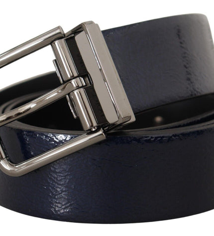 Dolce & Gabbana Elegant Blue Leather Belt with Silver Buckle