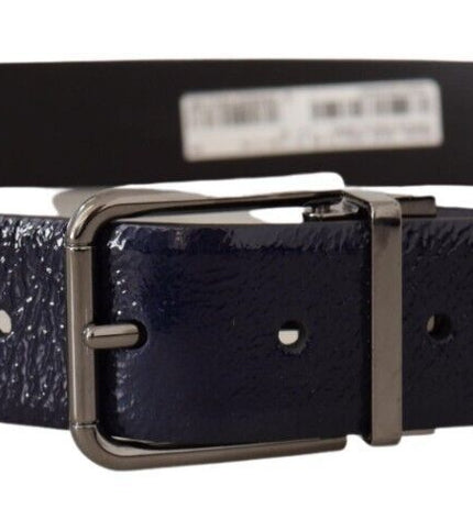 Dolce & Gabbana Elegant Blue Leather Belt with Silver Buckle