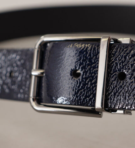 Dolce & Gabbana Elegant Blue Leather Belt with Silver Buckle