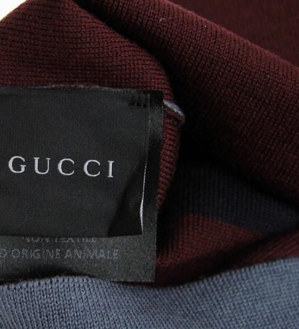 Gucci Unisex Bordo Mavi Yün Bere Orta Örgü Şapka