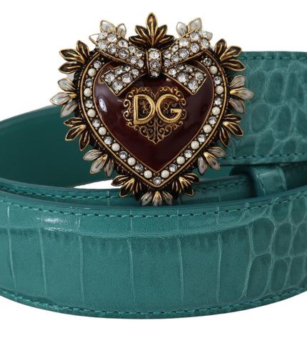 Dolce & Gabbana Elegant Blue Leather Belt with Gold Buckle