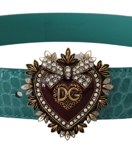 Dolce & Gabbana Elegant Blue Leather Belt with Gold Buckle