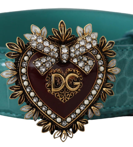 Dolce & Gabbana Elegant Blue Leather Belt with Gold Buckle