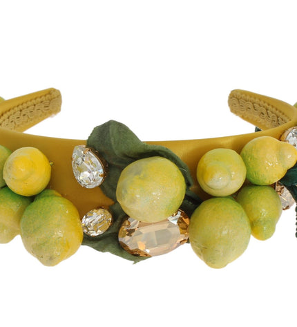 Dolce & Gabbana Exquisite Silk Crystal Lemon Headband Diadem