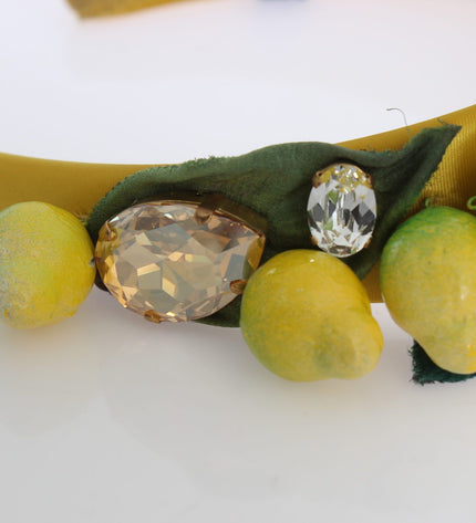 Dolce & Gabbana Exquisite Silk Crystal Lemon Headband Diadem