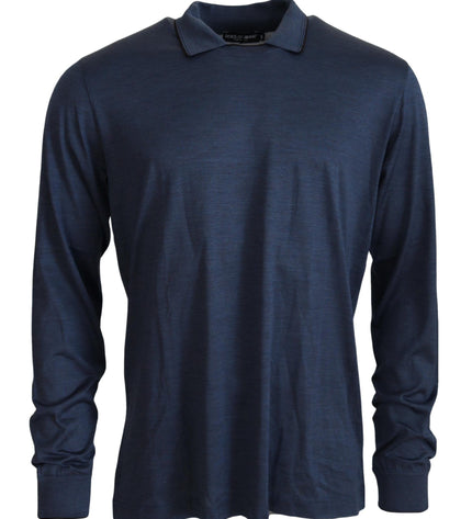 Dolce &amp; Gabbana sofisticato maglione polo in seta in blu