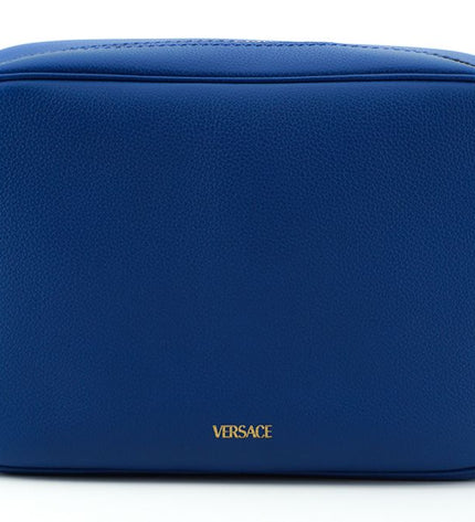 Versace Elegant Blue Calf Leather Camera Case Bag