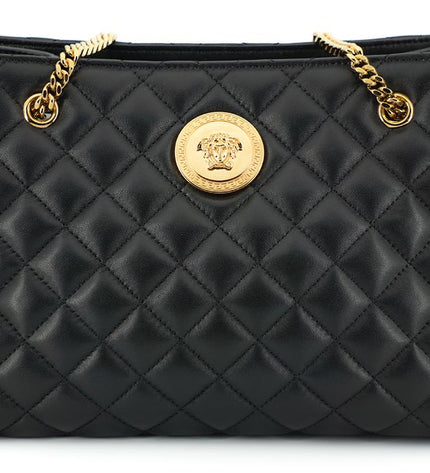 Versace Elegant Quilted Nappa Leather Tote Bag