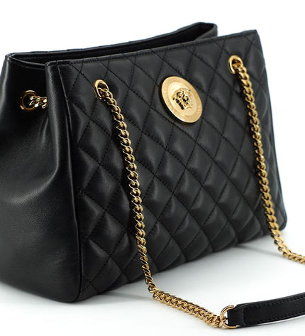 Versace Elegant Quilted Nappa Leather Tote Bag