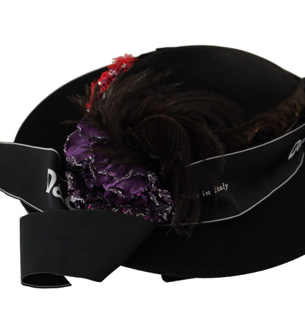 Dolce &amp; Gabbana Elegante Cappello Nero a Tesa Larga