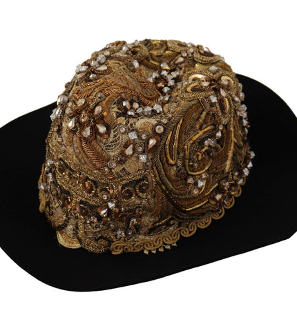 Dolce &amp; Gabbana Fedora elegante borchiata in oro nero